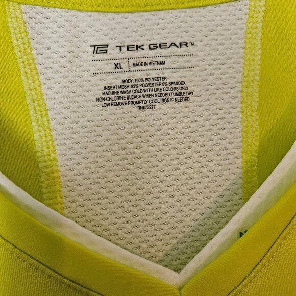 Tek Gear Women’s Large Neon Yellow Sporty V-Neck Short Sleeve  Top Shirt NWT - Picture 2 of 6